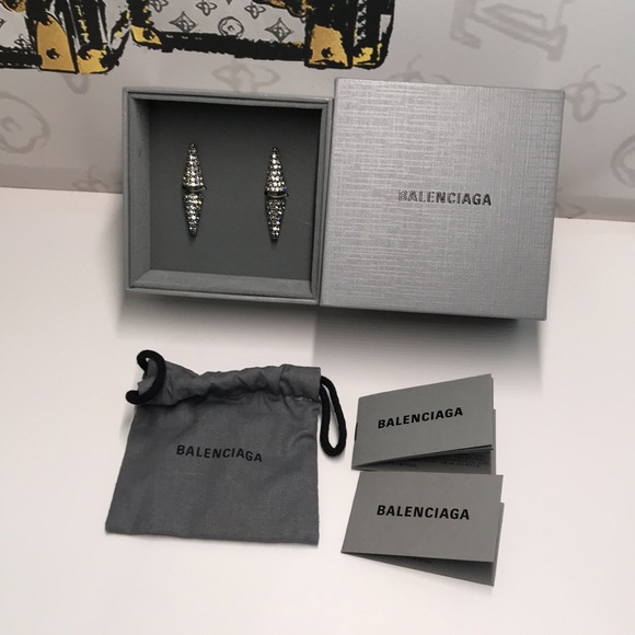 Balenciaga Double-Ended Crystal-Pavé Earrings – New & 100% Authentic